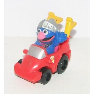 Sesame Street Racers Super Grover Driving Red Race Car